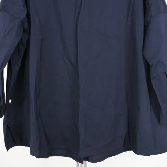 NWT Kit & Ace Stretch Shirting Navy V-Neck Button Down Blouse Oversized Size S - Picture 7 of 9
